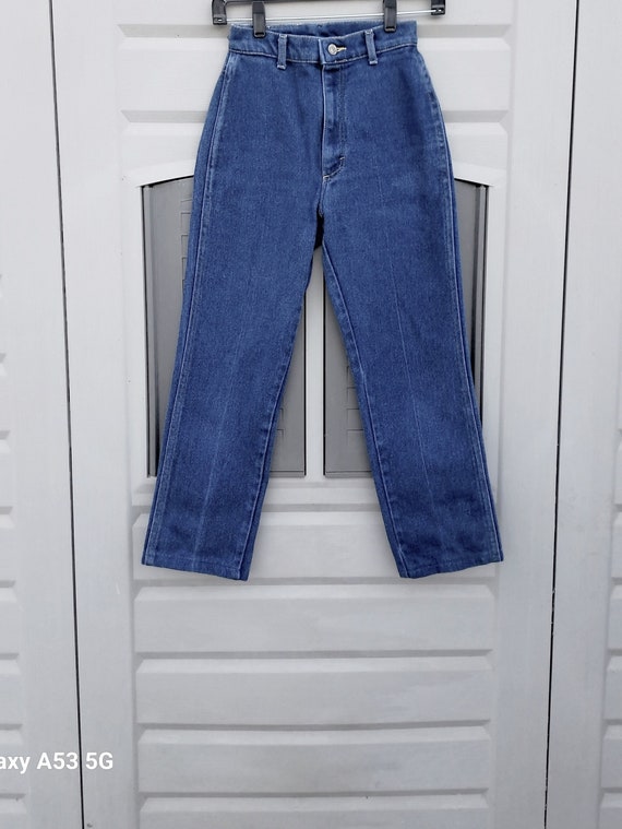 Vintage 70's Lee blue stretch denim jeans high wa… - image 1