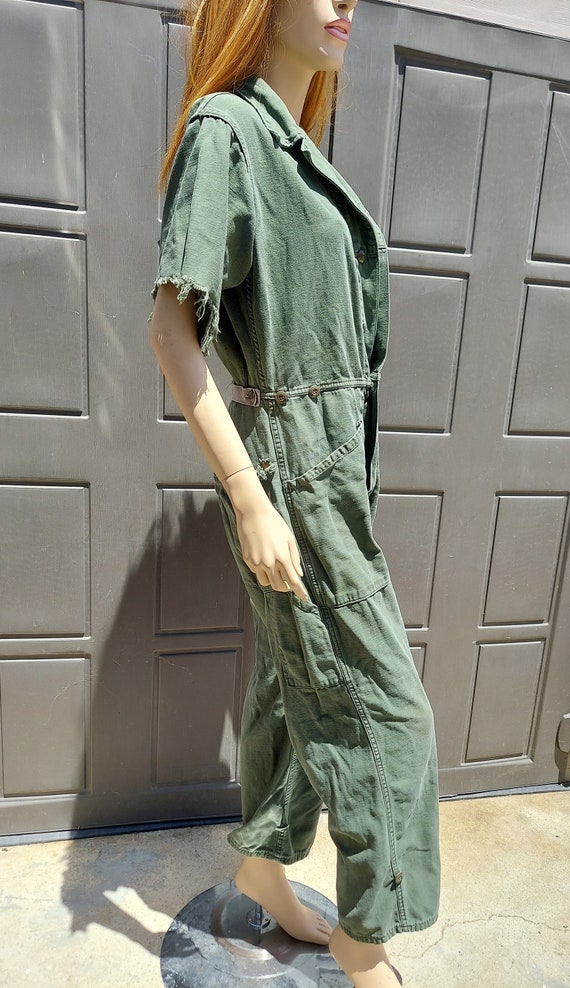 USA Green Coveralls Jumpsuit  Vintage 70's  fligh… - image 3