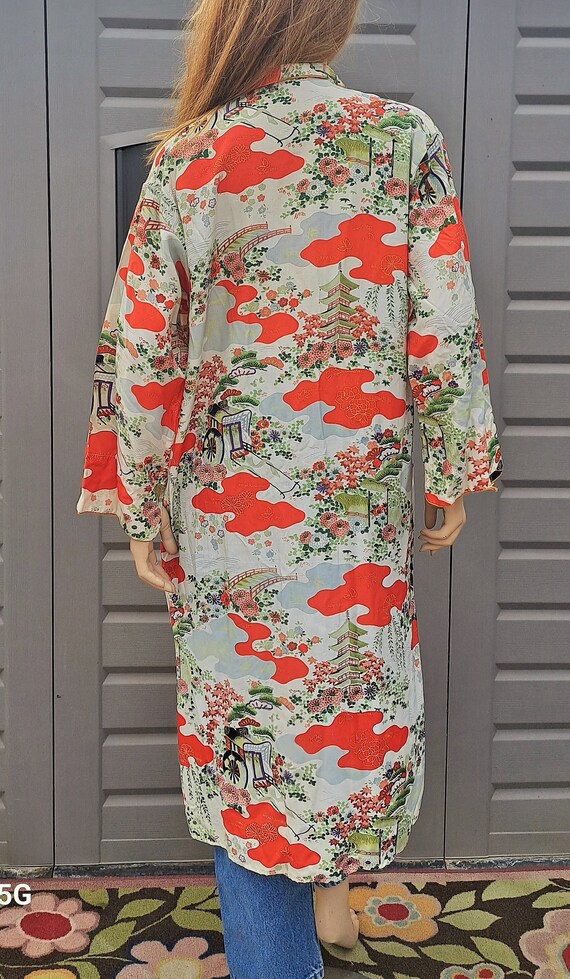 Vtg 60's 70's adorable  oriental kimono robe coat… - image 6