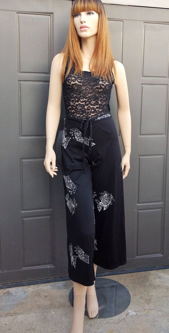 Black Wrap around pants with cute fishies