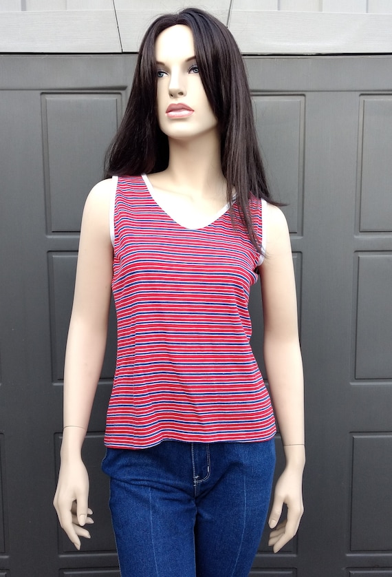 Vintage  Sears 70's Red White & Blue stripped  tan