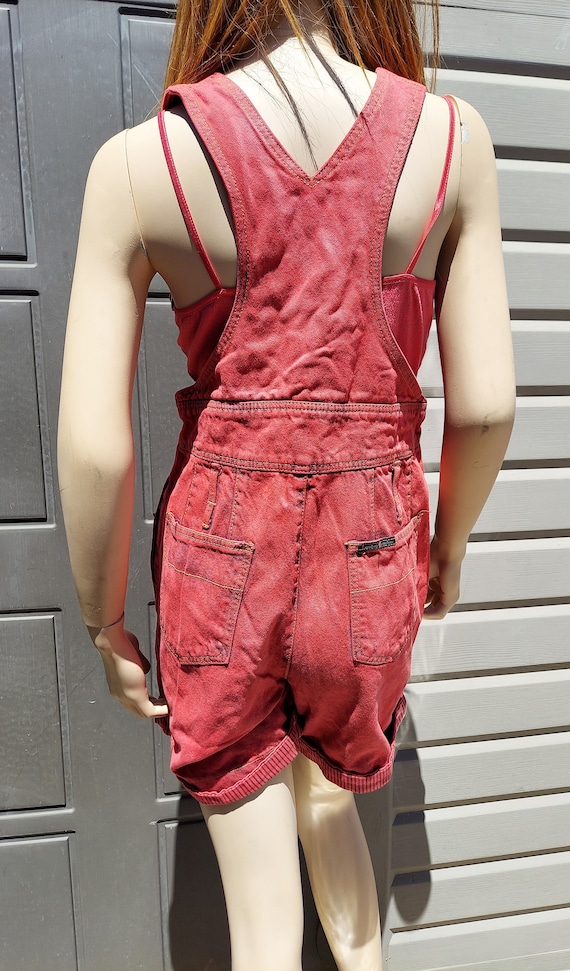 Vintage Red denim Shortalls Overalls Waist up to 32 … - Gem