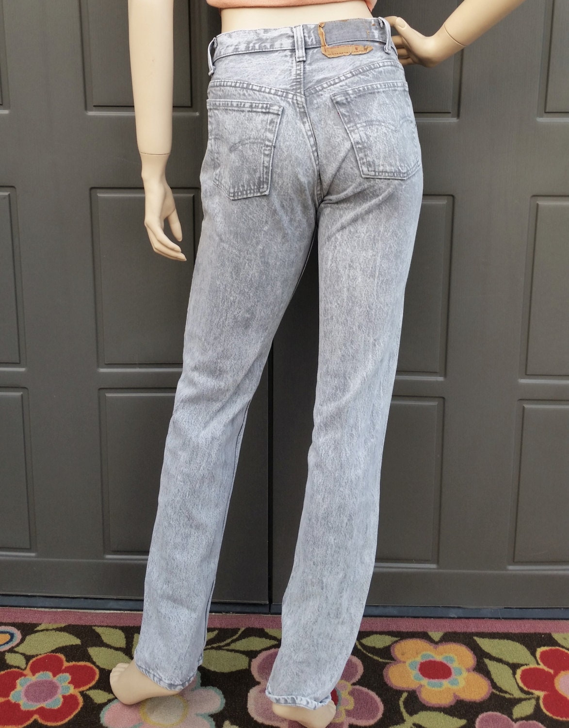 501 Levis Gray Acid Washed Denim Jeansus Made Vintage