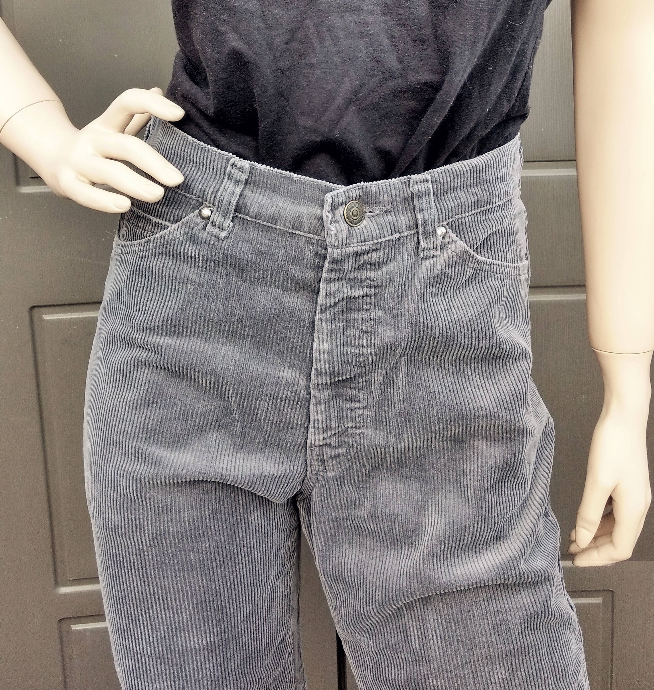 Gray High Waisted Corduroy Pants Jeans Vintage 70's Waist 29 Gray High Waisted Corduroy Pants Jeans Vintage 70's Waist 29