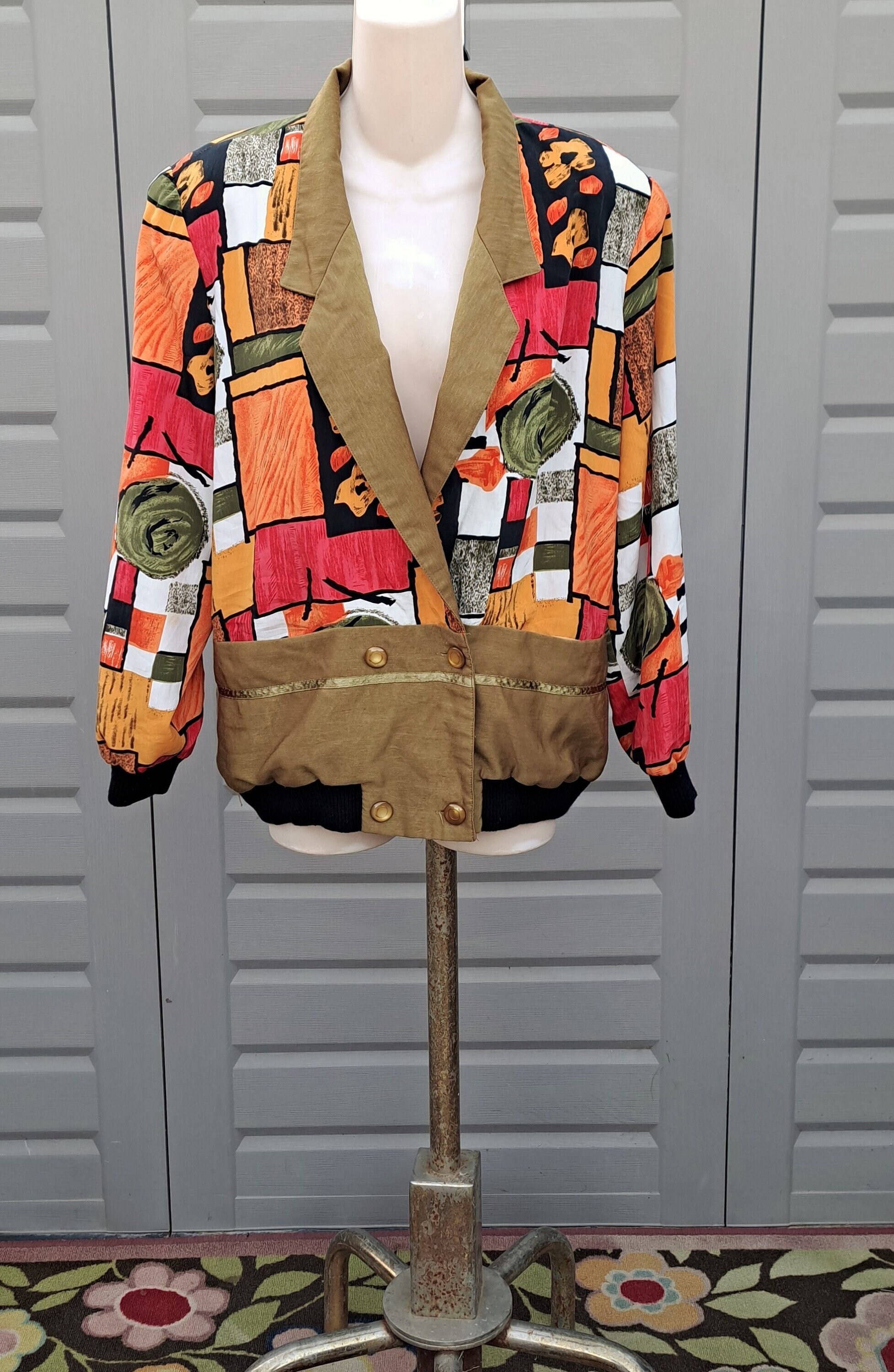Silk Vtg 90's Colorful Artsy Bomber Jacket 1980s Sz Large - Etsy