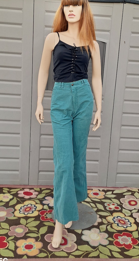 Vtg 70 s Levis Teal Green Bell Bottom Levis Panatela Pin Corduroy Pants Waist 28.5 Inches Etsy Canada