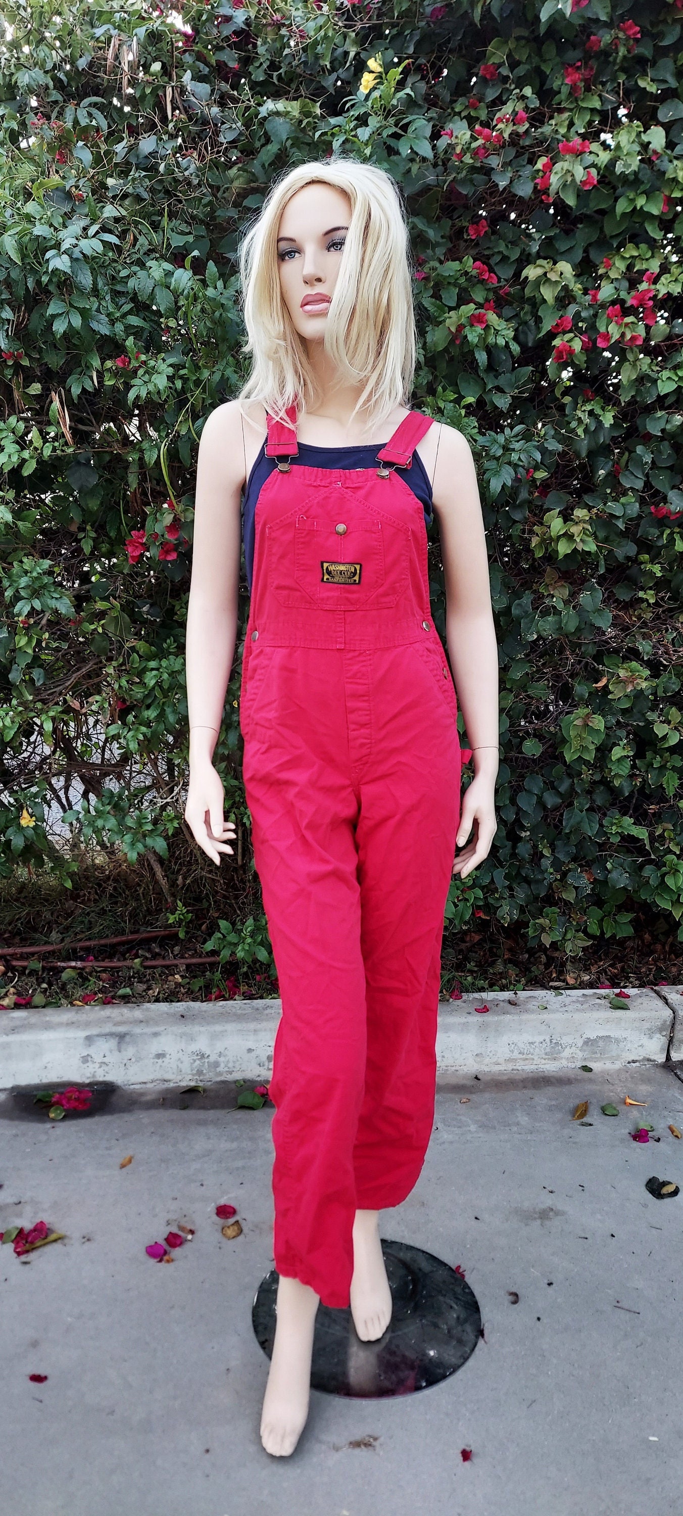 Vintage 70s Washington Dee Cee Red Cotton Overalls Sz X-small