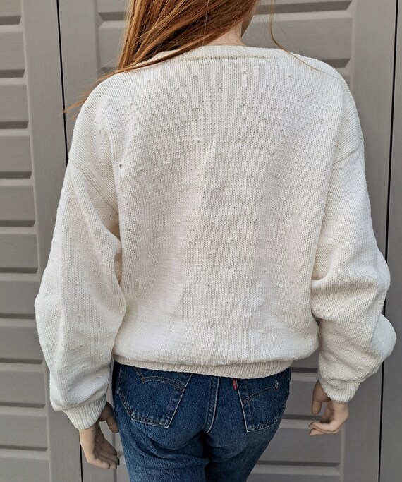 Lizsport chunky knit cream color Vintage 80's SWEATER… Gem