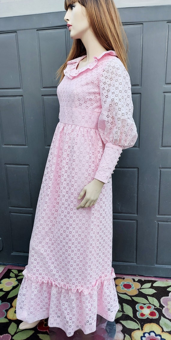 Vintage Pink Maxi dress ballon sleeves poet sleev… - image 9