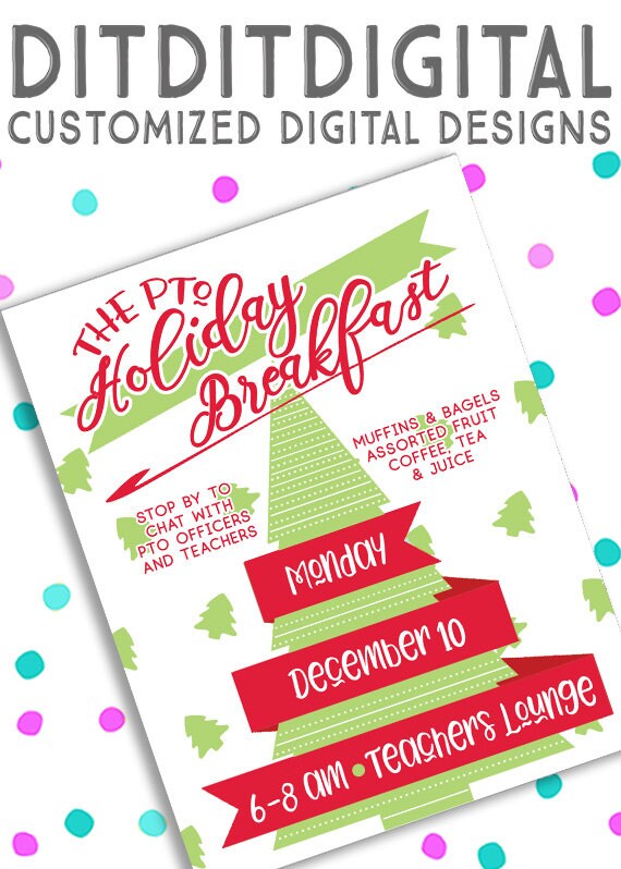 holiday open house school pto breakfast christmas holiday open house flyer