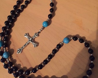 Blue and black rosary