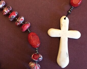 Red and white rosary