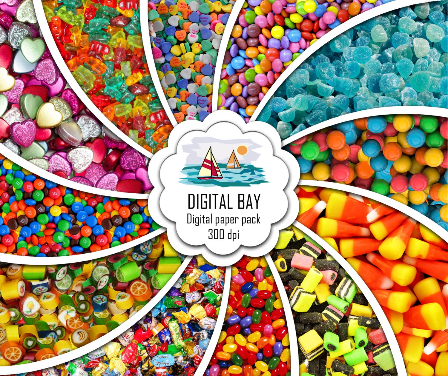 CANDY Digital paper pack Instant download Scrapbook Etsy