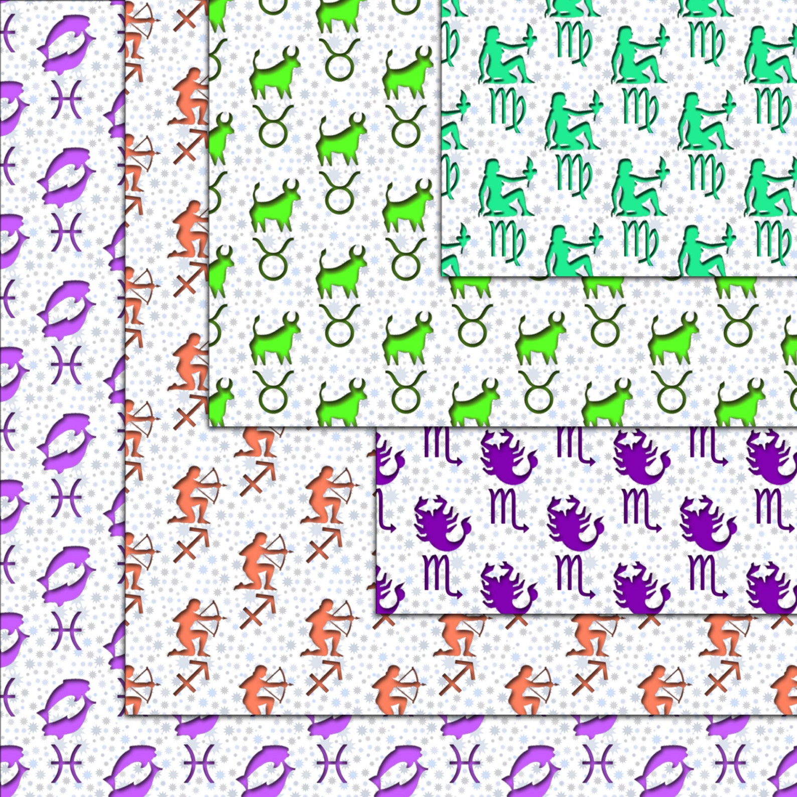 ZODIAC Digital paper pack Instant download Scrapbook Etsy