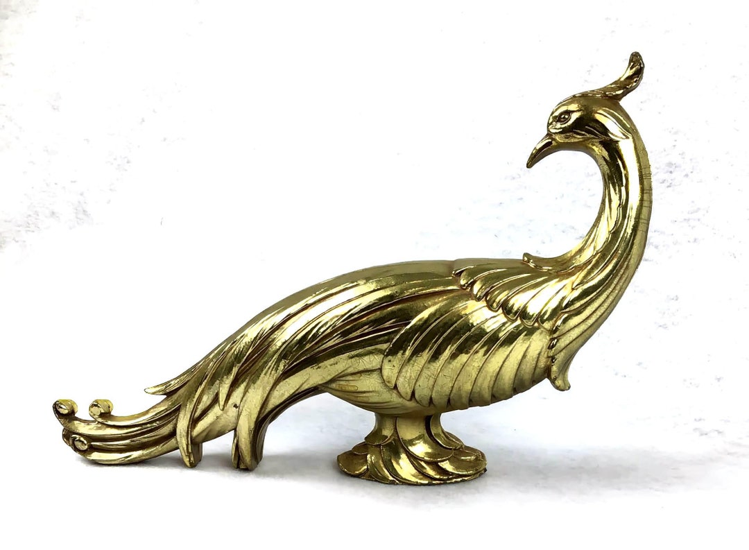 Vintage Golden Peacock Syroco Bird Statue Etsy