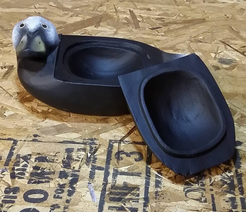 Hand Painted Hand Carved Wooden Duck Box Change Holder Cute Etsy