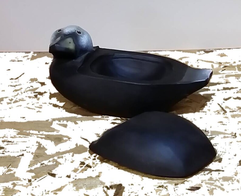 Hand Painted Hand Carved Wooden Duck Box Change Holder Cute Etsy