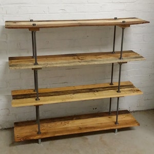 Industrial Reclaimed Pallet Wood 4 Shelf Bookcase Fully Adjustable image 1