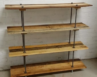 Industrial Reclaimed Pallet Wood 4 Shelf Bookcase Fully Adjustable