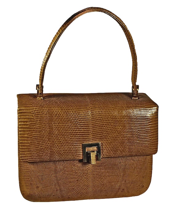 40's - 50's Deco Shape Lizard Kelly Box Purse