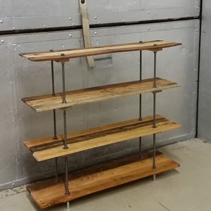 Industrial Reclaimed Pallet Wood 4 Shelf Bookcase Fully Adjustable image 10