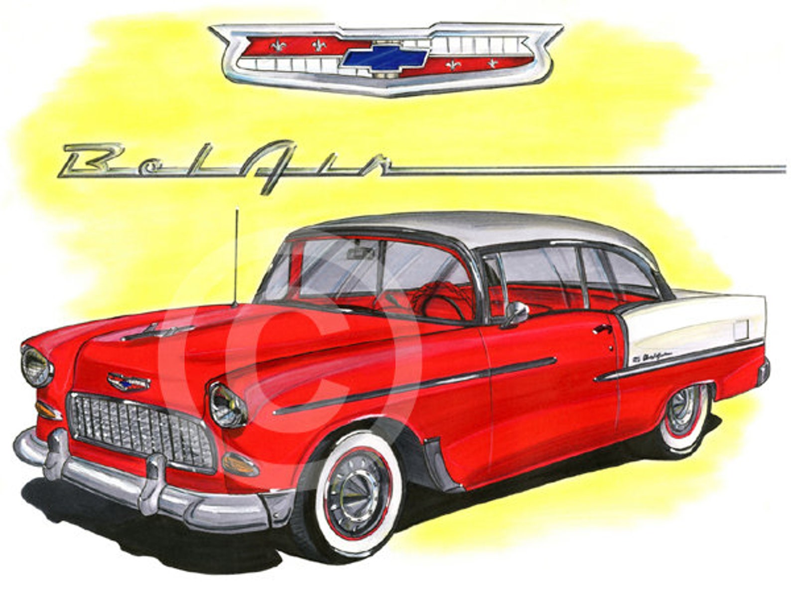 1955 Chevy Bel Air T-Shirt 4771 BELAIR Auto Art Bild 0.