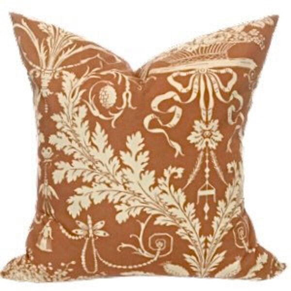 Toile Brown Ivory 18x18 Pillow Cover Schumacher fabric