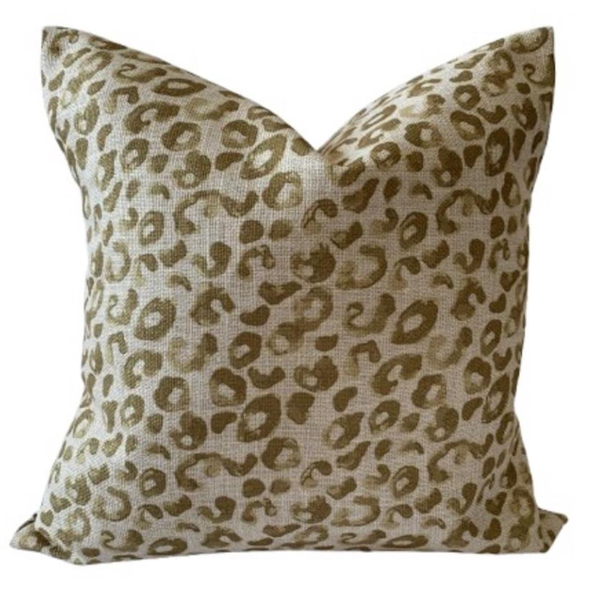 Leopard Luxury 18 x 18 inch Pillow Cover khaki olive beige green Preppy Designer animal print neutral