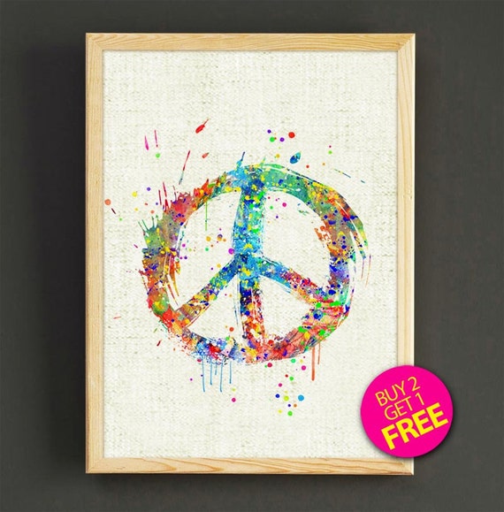 Download Free Peace Symbol Print Peace Sign Print Peace Watercolor Poster Etsy SVG Cut Files