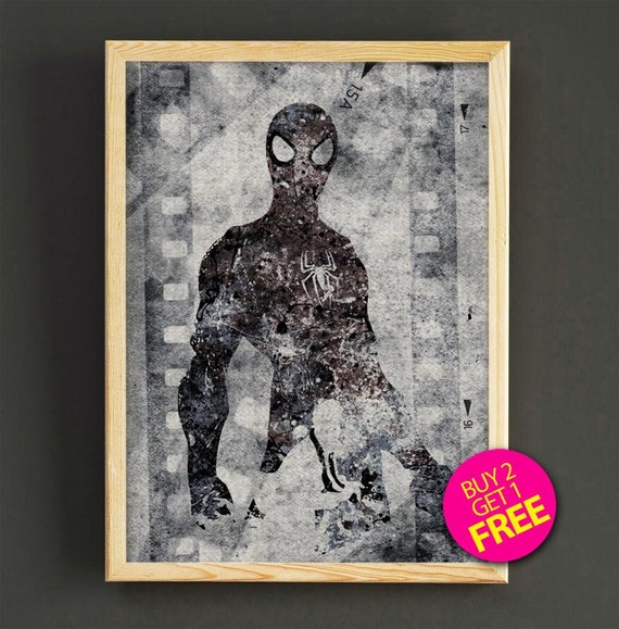 Spiderman Druck Schwarz Weiss Marvel Kunst Spiderman Etsy