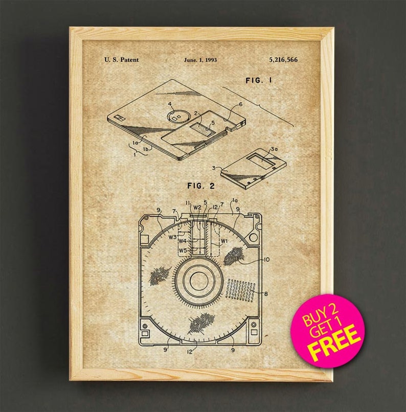 Computer Floppy Disk Patent Wall Art Floppy Disk Blueprint Etsy