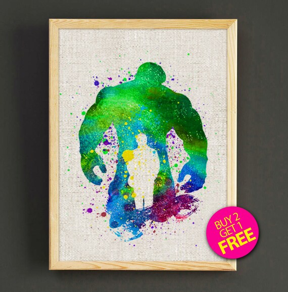 Hulk art poster Marvel Avengers Superhero FREE SHIPPING Etsy