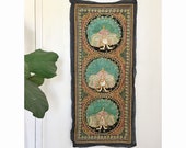 Peacock Art Kalaga Panel Burmese Needlework Peacocks Embroidery Asian Textile Hanging Boho Hippie Wall Tapestry Bird Peacock Art