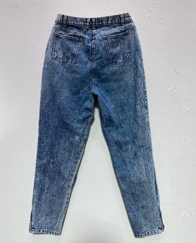 Vintage Acid Wash Denim Jeans 80s BONJOUR High Waisted Zipper | Etsy