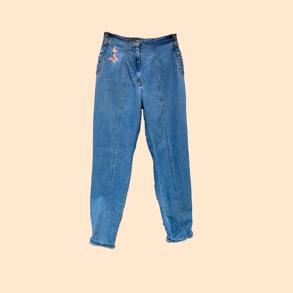 Y2K jeans with Butterfly Embroidery Tapered Front