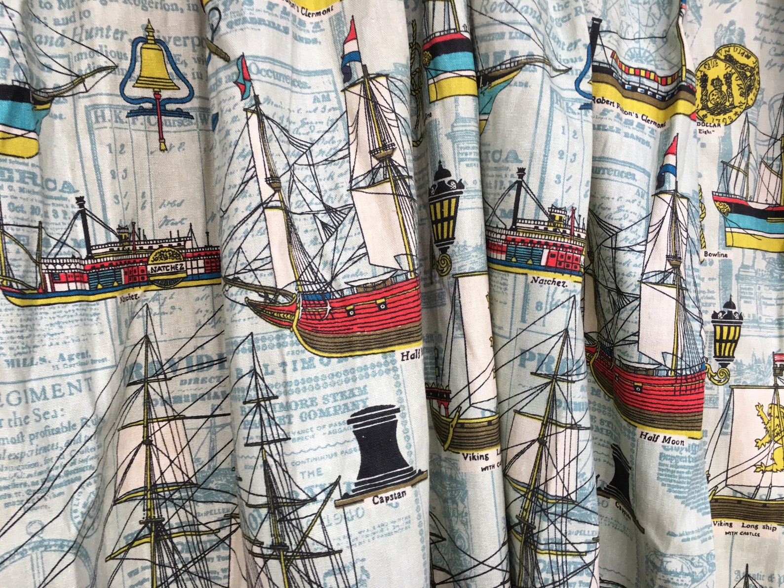 Vintage Sailboat Curtains Nautical Drapes Childrens Room Etsy