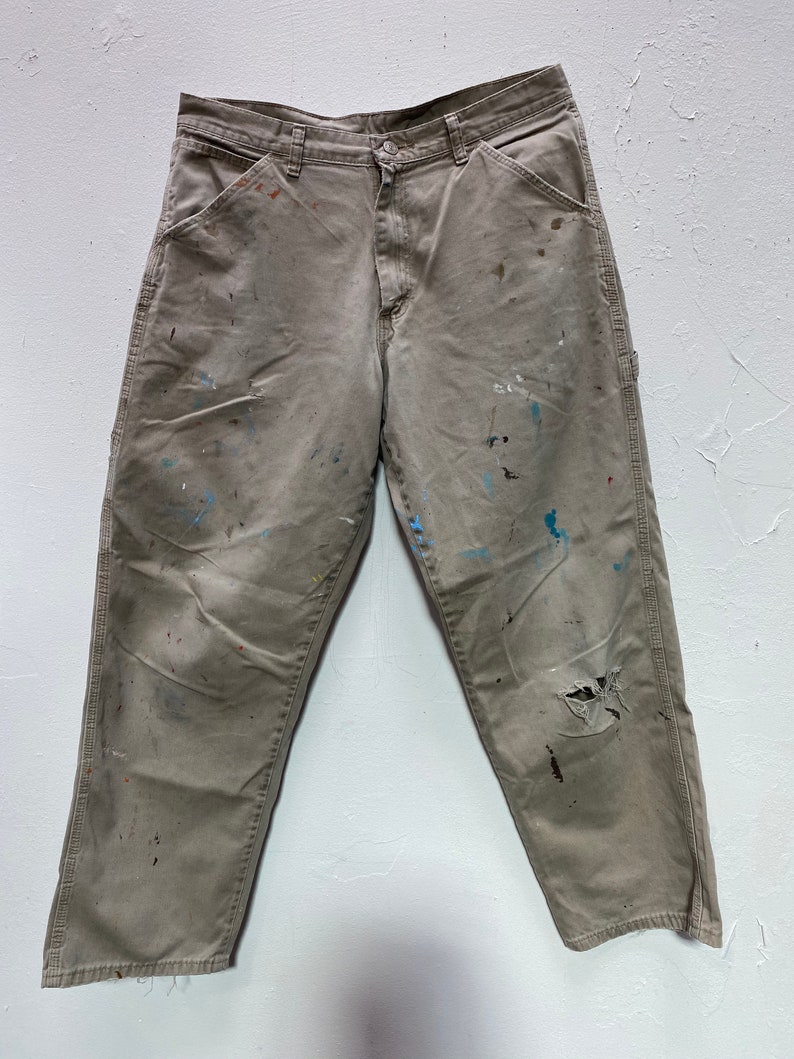 Y2K Faded Workwear Pants Distressed Paint Splattered | Etsy