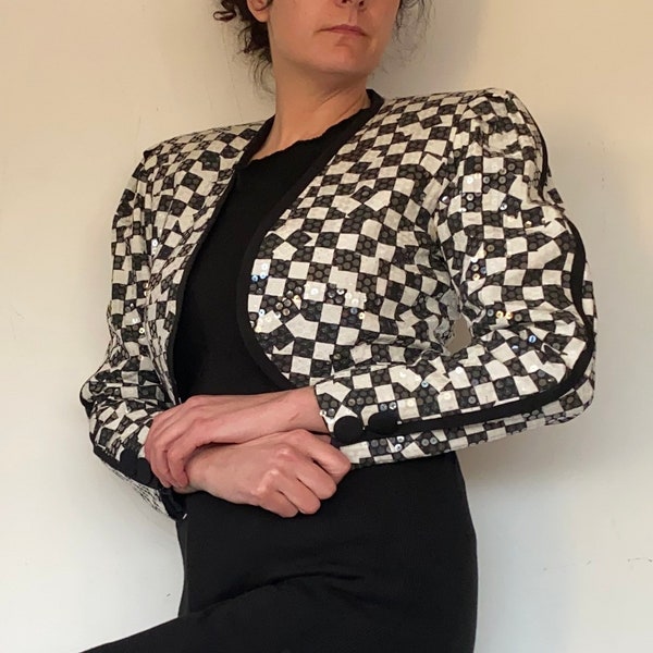 Mens Black and White Checkered Jacket Etsy