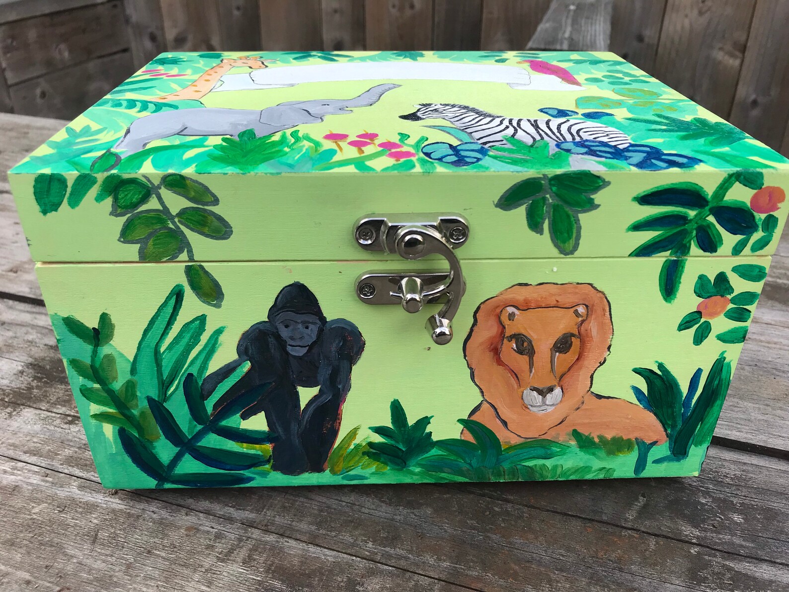 Jungle Keepsake Box. Hand Painted and Personalised. Nursery. Etsy UK