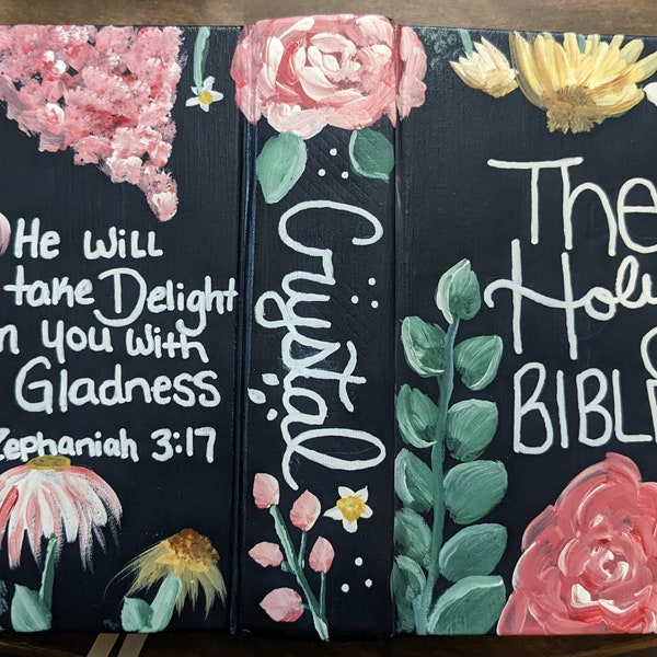 Painted Bible | Customized | Journaling Bible | CSV | floral print | The Holy Bible| Hand painted | Choose your color pallet