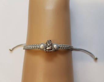 Buddha bracelet - grey buddha bracelet - buddha jewelry - buddha - gift for dad - buddha jewelry - mens bracelet  - unisex bracelet