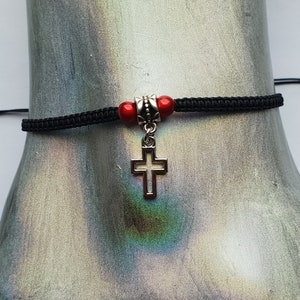 Cross charm anklet - cross anklet - ankle bracelet - cross ankle bracelet - adjustable anklet - christian - religious jewelry - cross charm