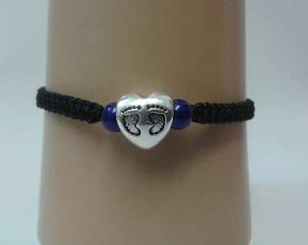 Footprint bracelet - footprint jewelry - footprints - footprint charm - baby footprint charm - memorial - footprint on heart - in memory