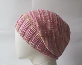 Pink slouch beanie - pink hat - slouch beanie - unisex hat - knitwear - ladies hat - teenager hat - ladies pink hat