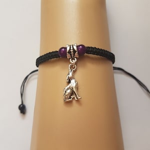 Wolf bracelet - wolf charm - friendship bracelet - adjustable bracelet - wolf - howling wolf - wolf jewelry - wolf jewellery - animal