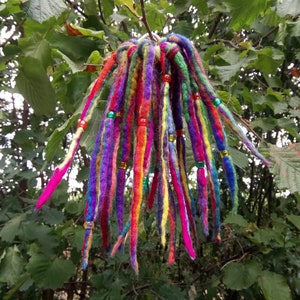 New! , Elf game, &quot;Kunterbunt&quot;, made of felt, hair accessory, hairpiece, dreadlocks, hair tie, Waldorf, Gipsy