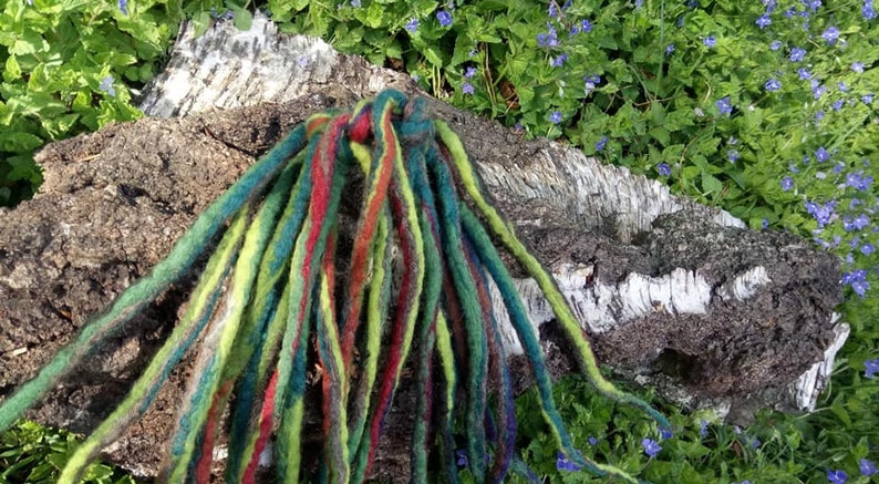 Elven Game Trollabundin Dreadlocks HairPiece Plait Rubber Hippie Hair Jewelry Felt Waldorf