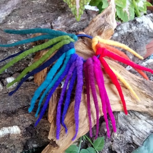 Elf game, &quot;Rainbow&quot;, hair tie, ponytail holder, felt, hair accessories, Waldorf, dreads