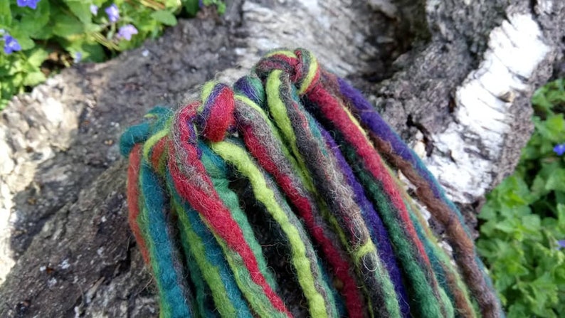 Elven Game Trollabundin Dreadlocks HairPiece Plait Rubber Hippie Hair Jewelry Felt Waldorf