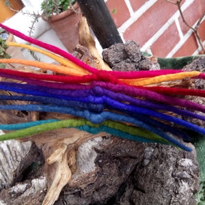 Elf game, &quot;Colorful dance&quot;, hair tie, ponytail holder, dreadlocks, felt, hair accessories, Waldorf, hippie